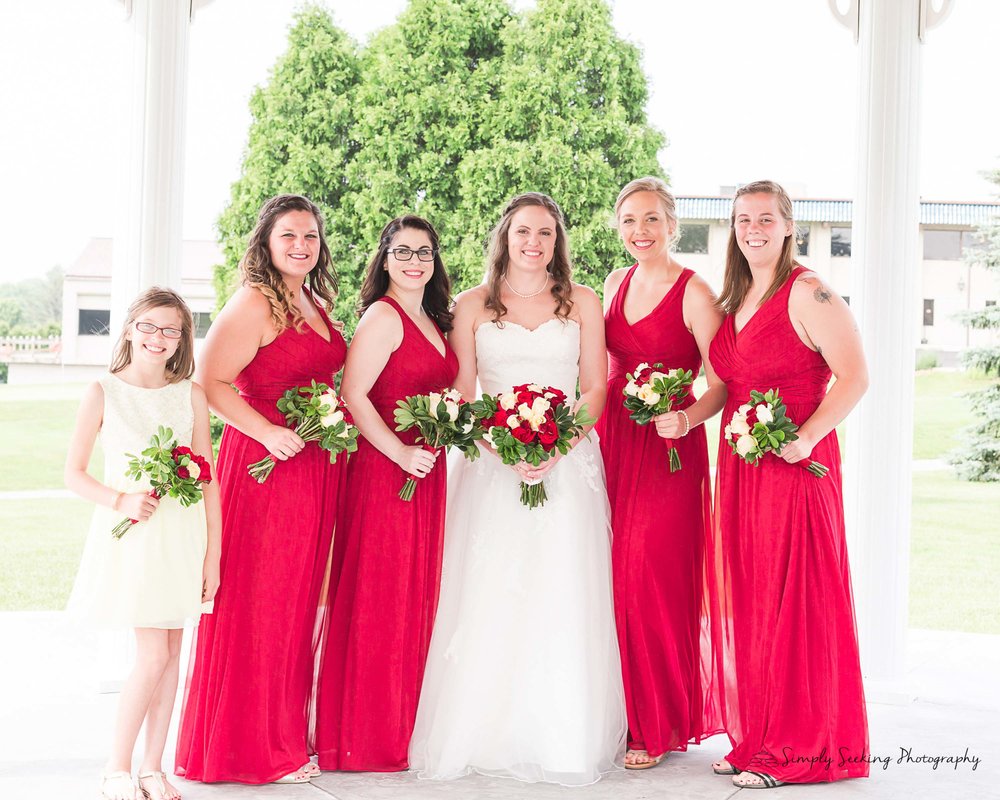 SSP spring wedding| bridal party|red and charcoal wedding