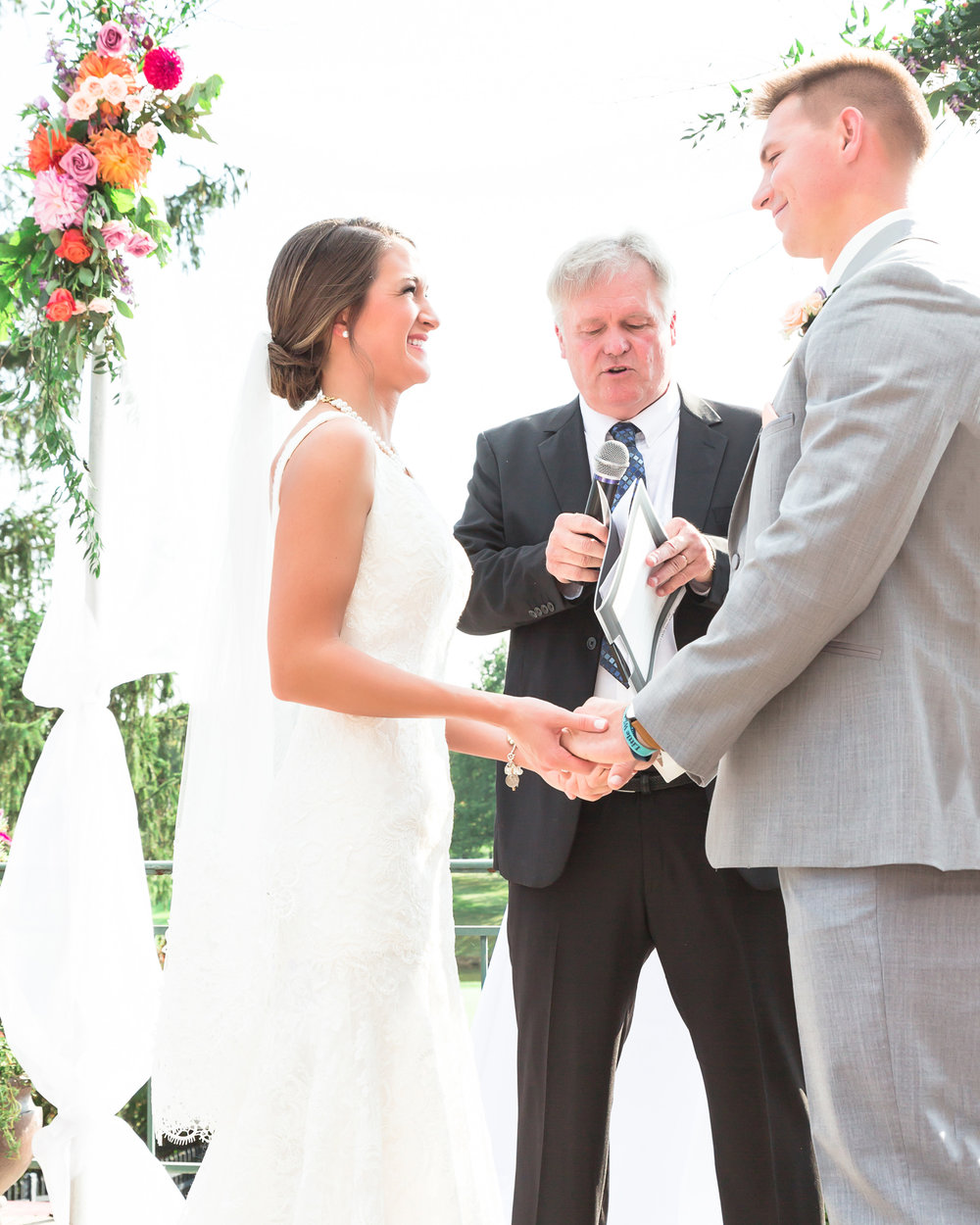 SSP fall wedding| ceremony| bride and groom| peach and gray wedding