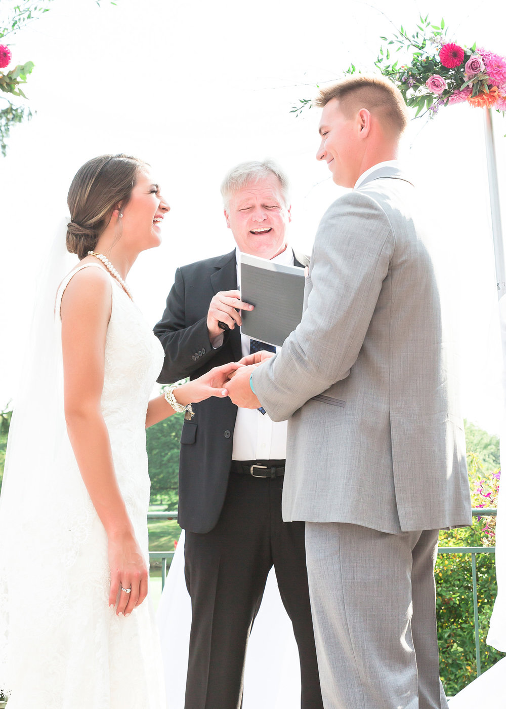 SSP fall wedding| ceremony| bride and groom| peach and gray wedding
