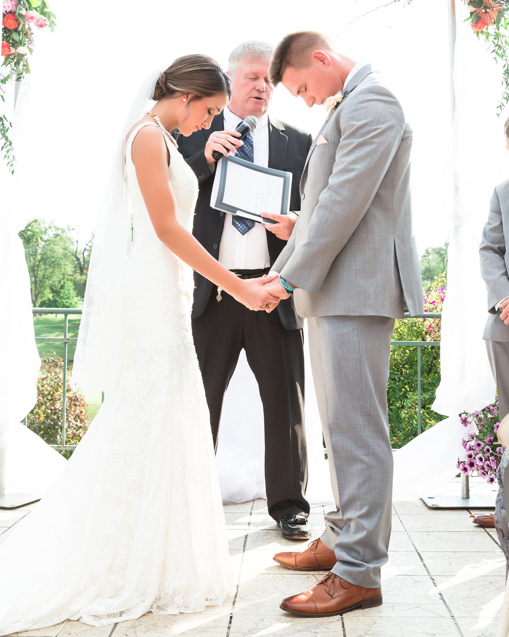 SSP fall wedding| ceremony| bride and groom| peach and gray wedding