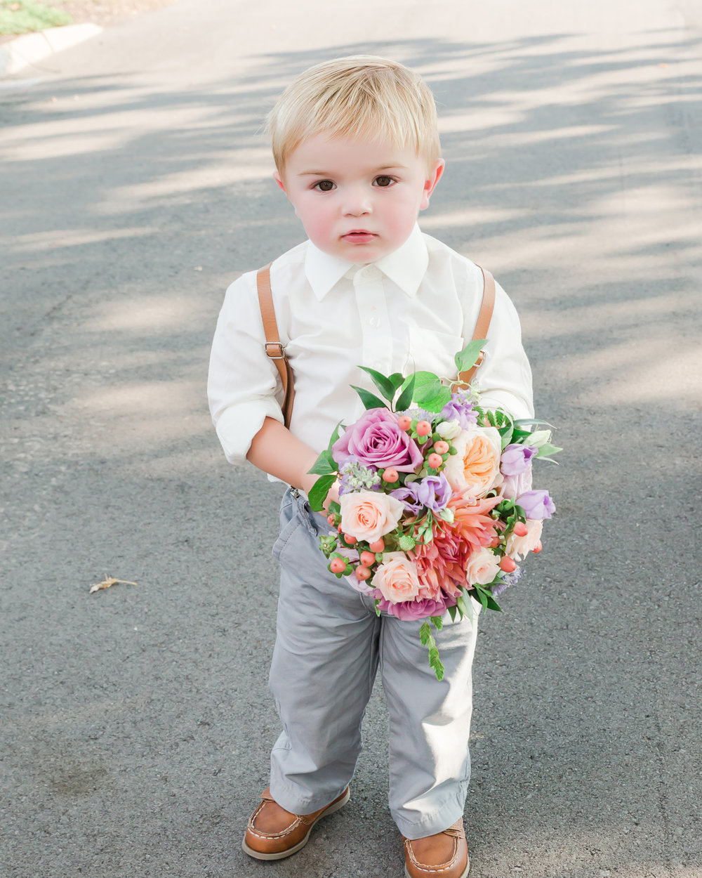 SSP fall wedding|ring bearer| peach and gray wedding