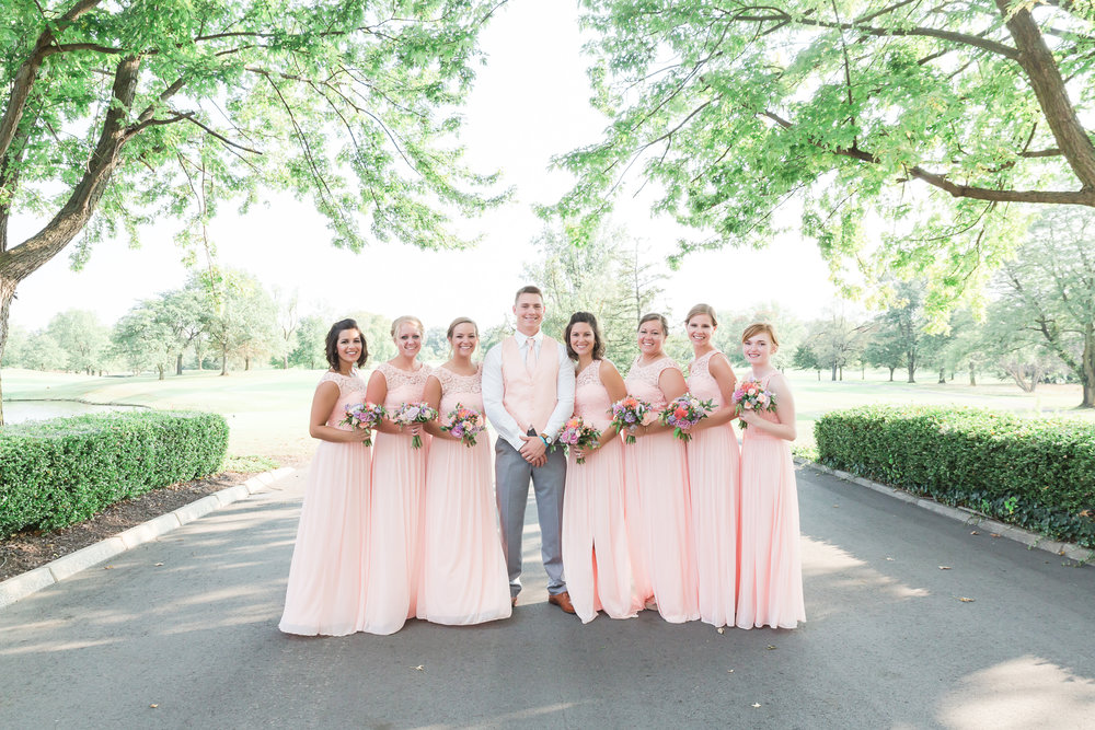 SSP fall wedding|bridal party| peach and gray wedding