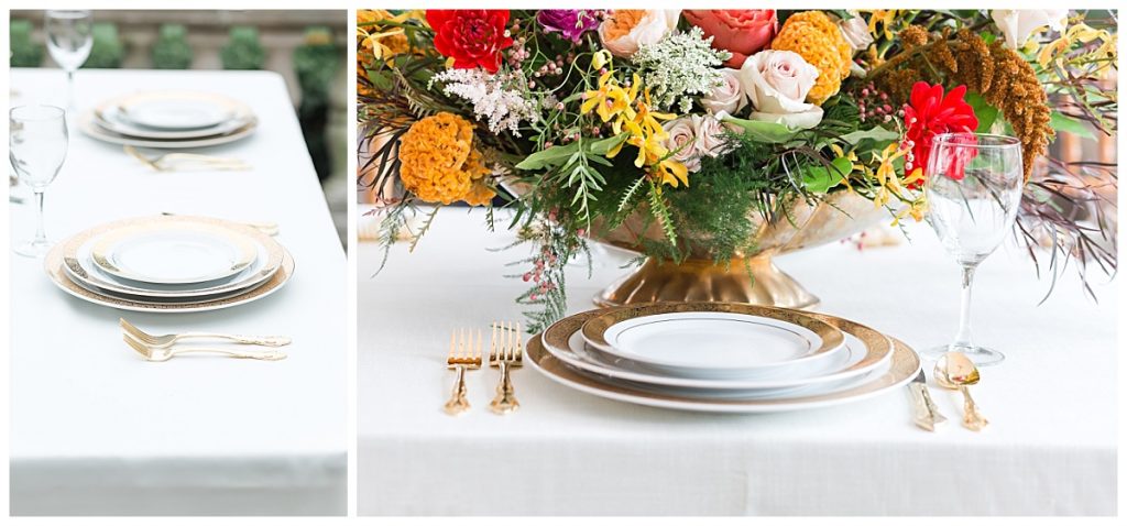 Bridal table Laurel Hall Styled shoot table setting