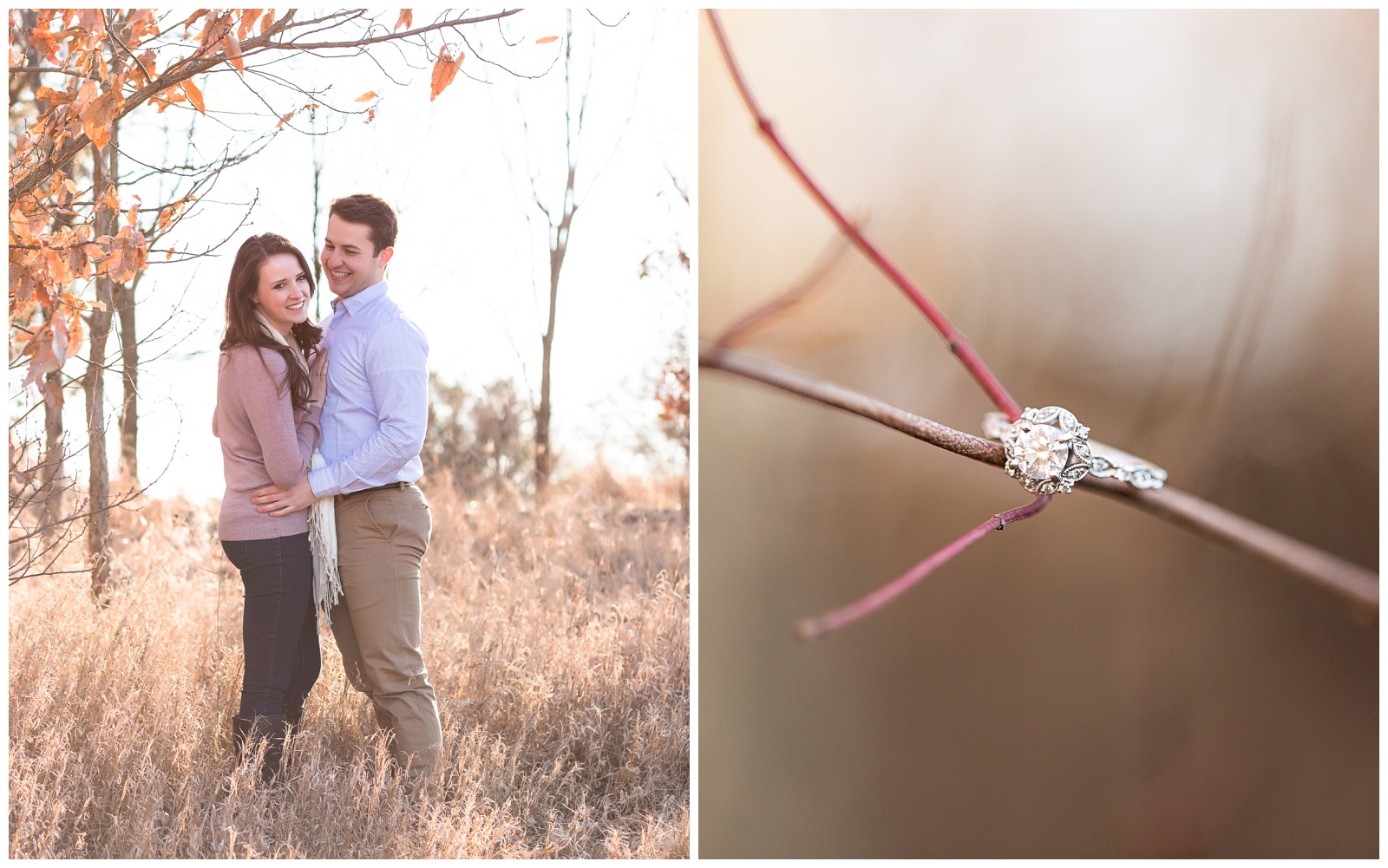 winter engagement shoot bride and groom to be|details