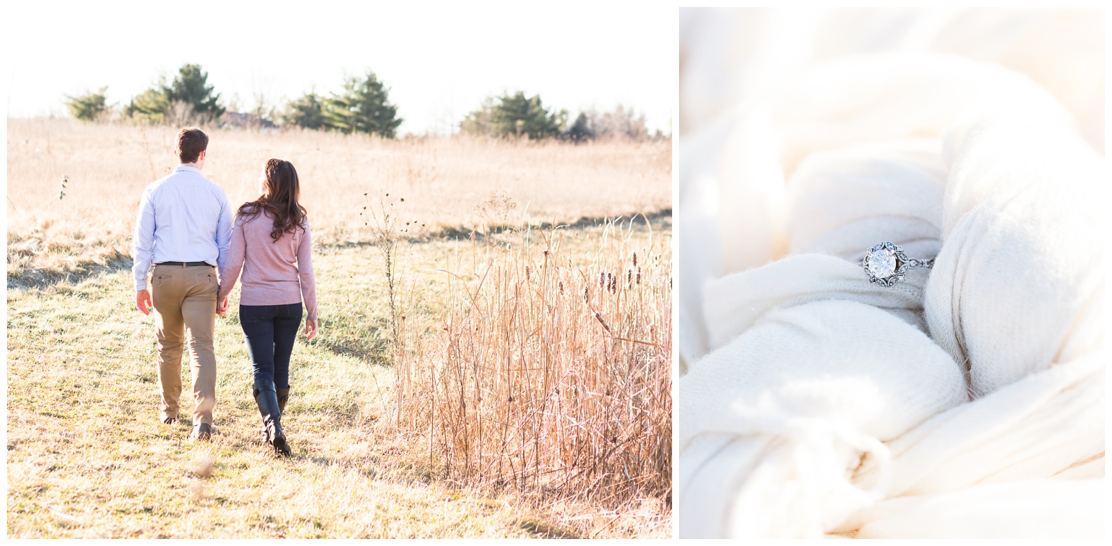 winter engagement shoot bride and groom to be|details