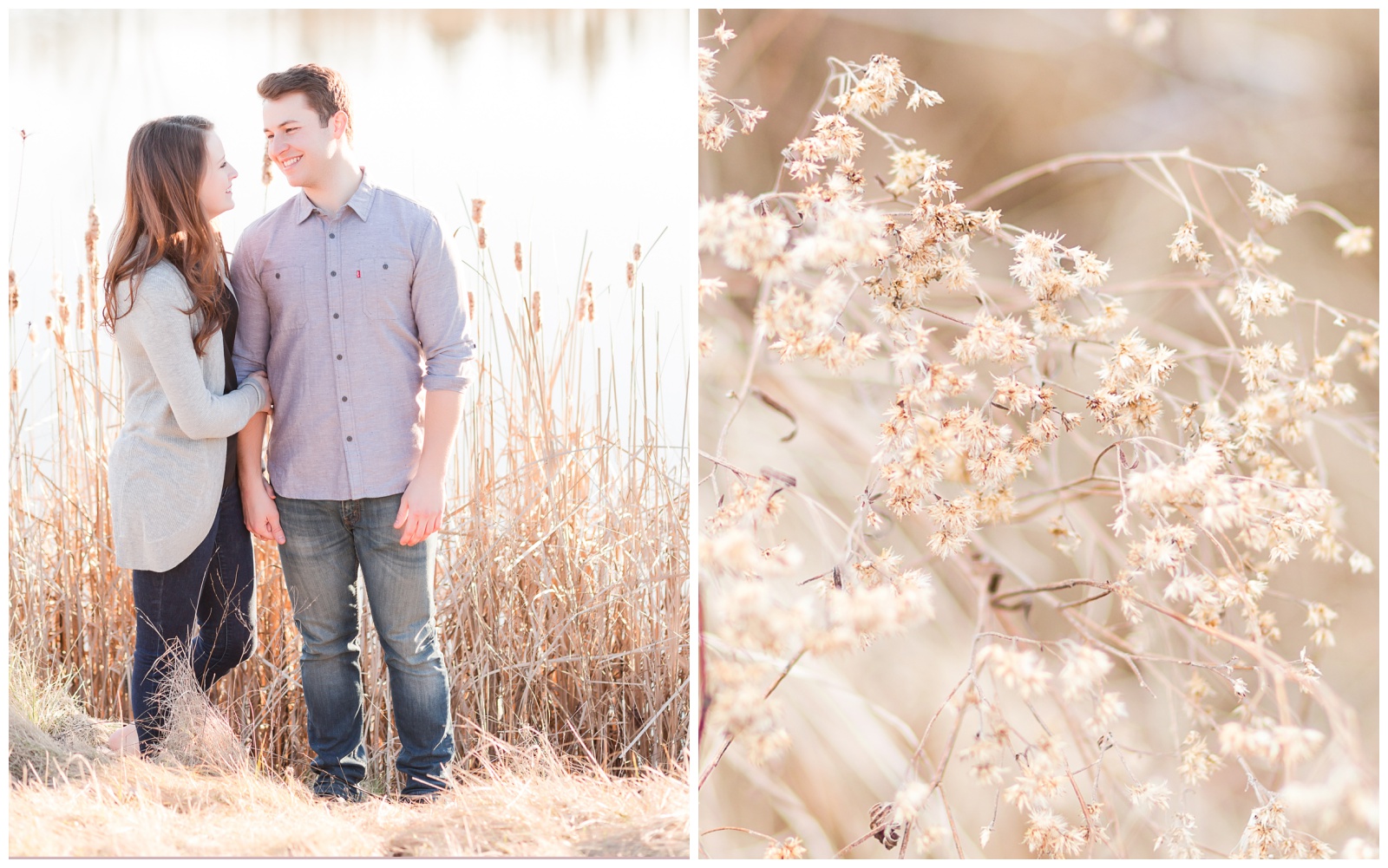 Winter engagement shoot| nature setting| couple wearing gray