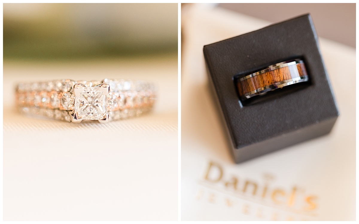 engagement ring with man's wedding band