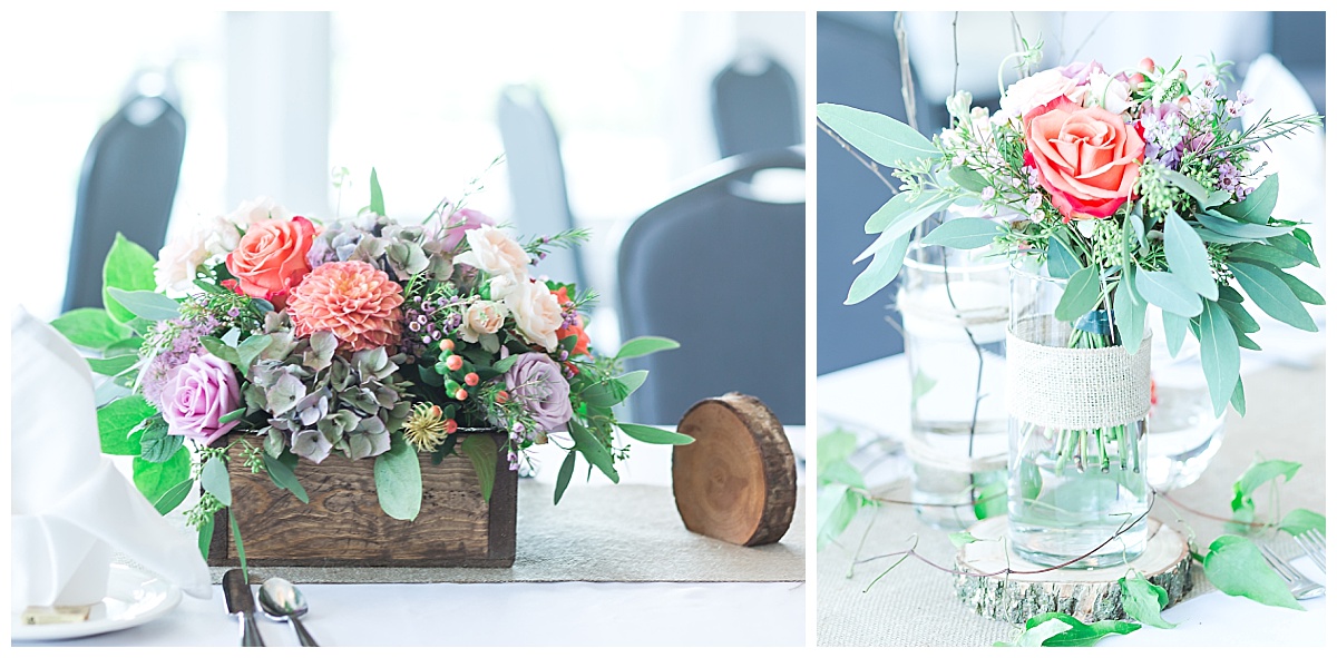 pink-peach wedding table centerpiece