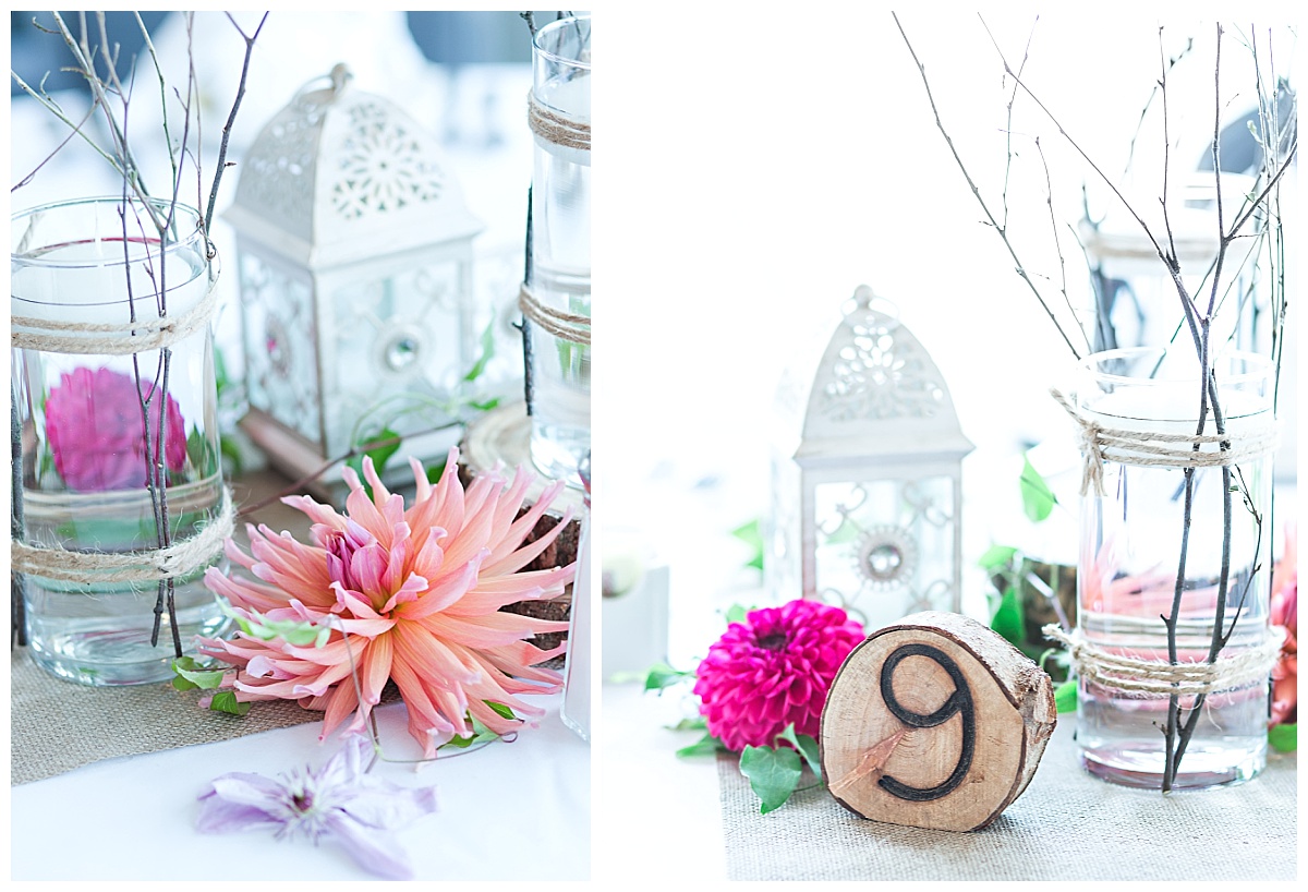 pink-peach wedding table centerpiece