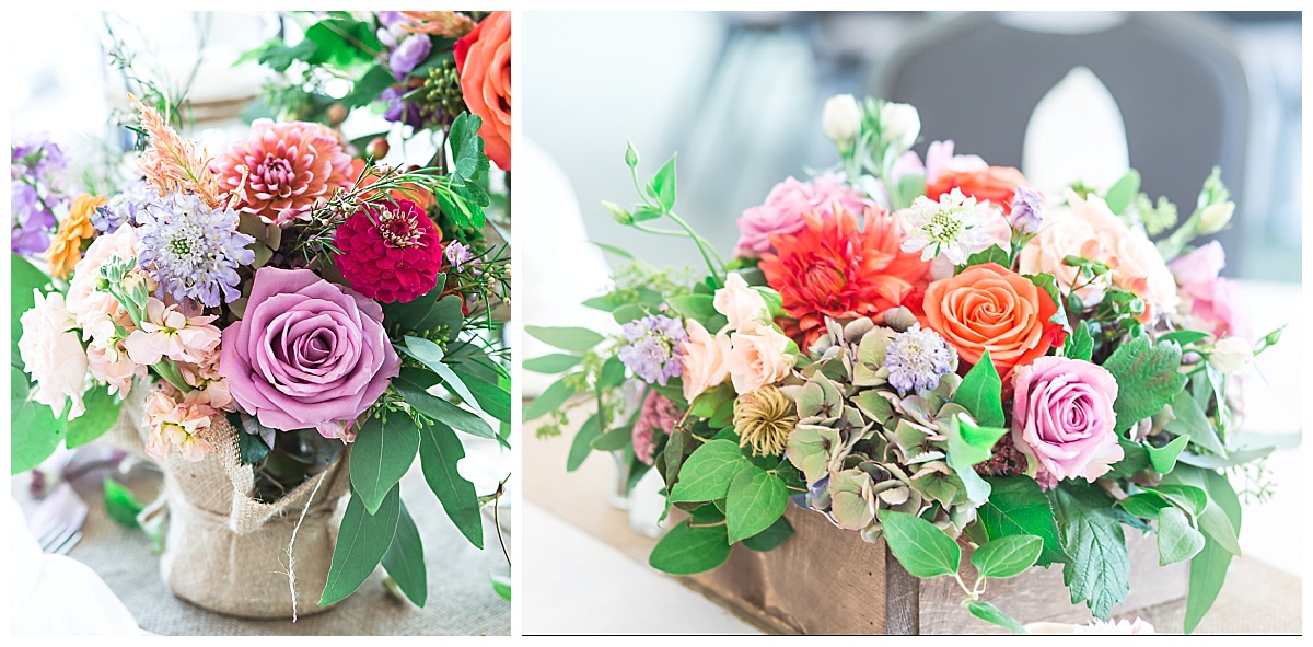 pink-peach wedding table centerpiece