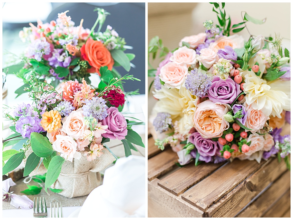 pink-peach wedding table centerpiece