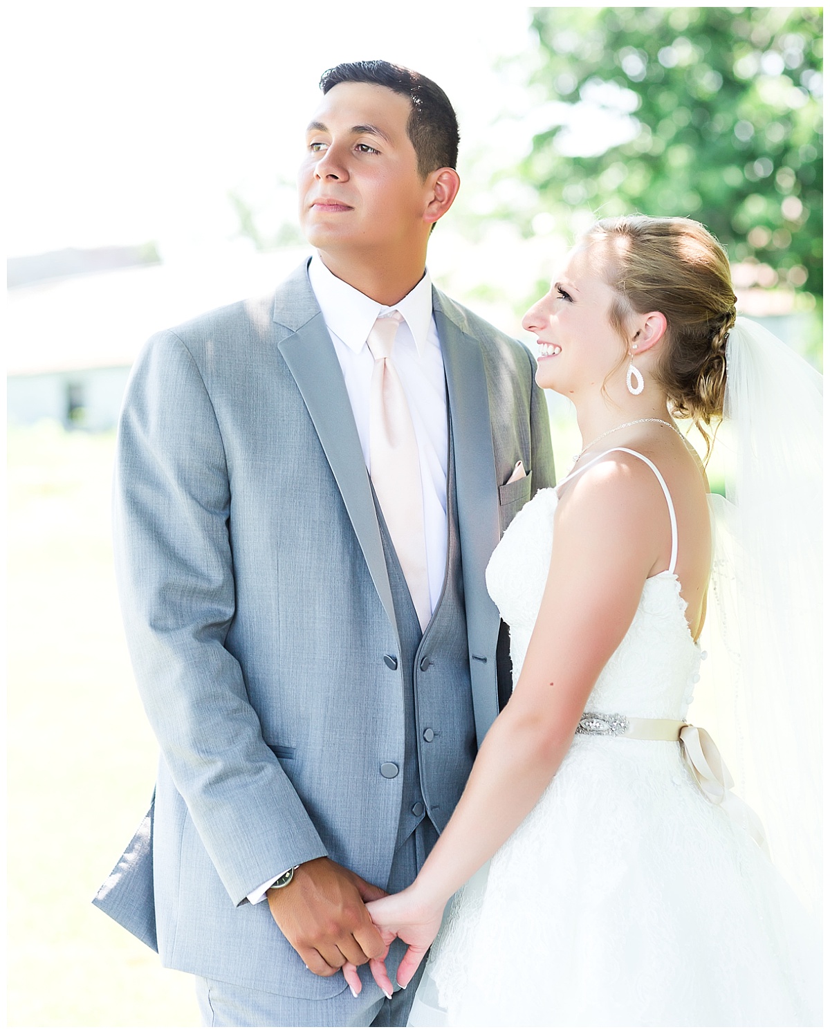 bride and groom romantic portrait