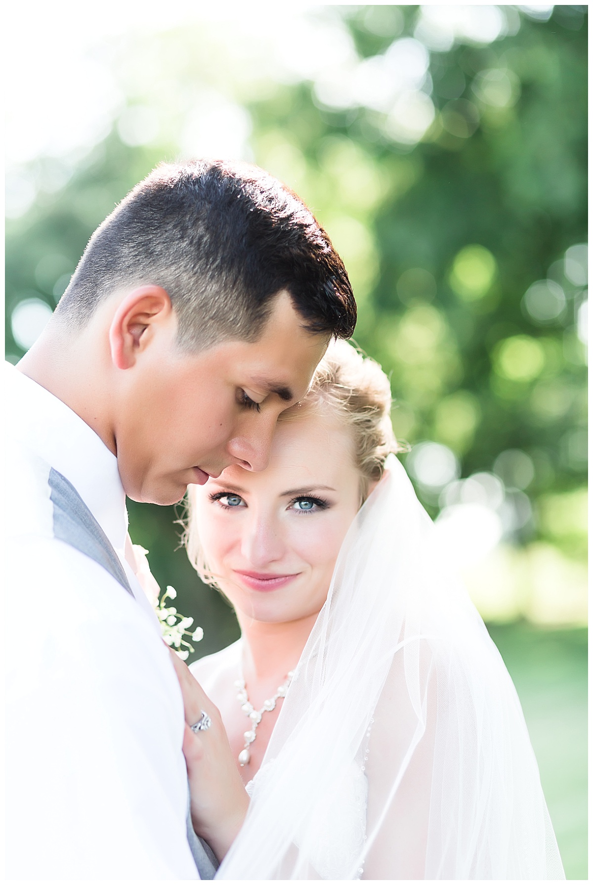 bride and groom romantic portrait