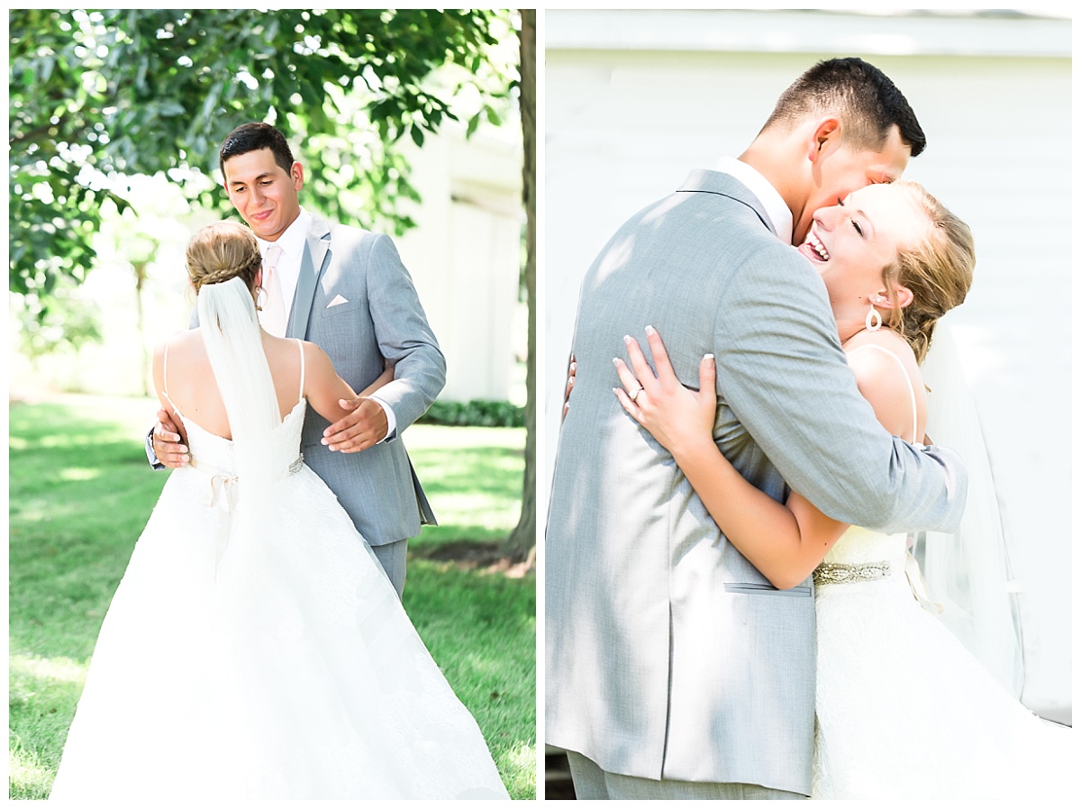 bride and groom first look