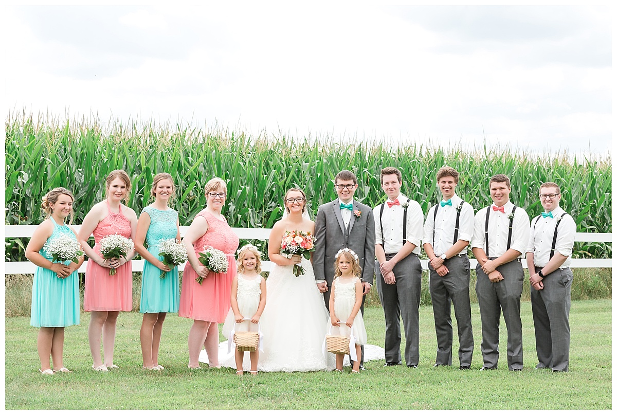wedding party | summer wedding| teal and coral