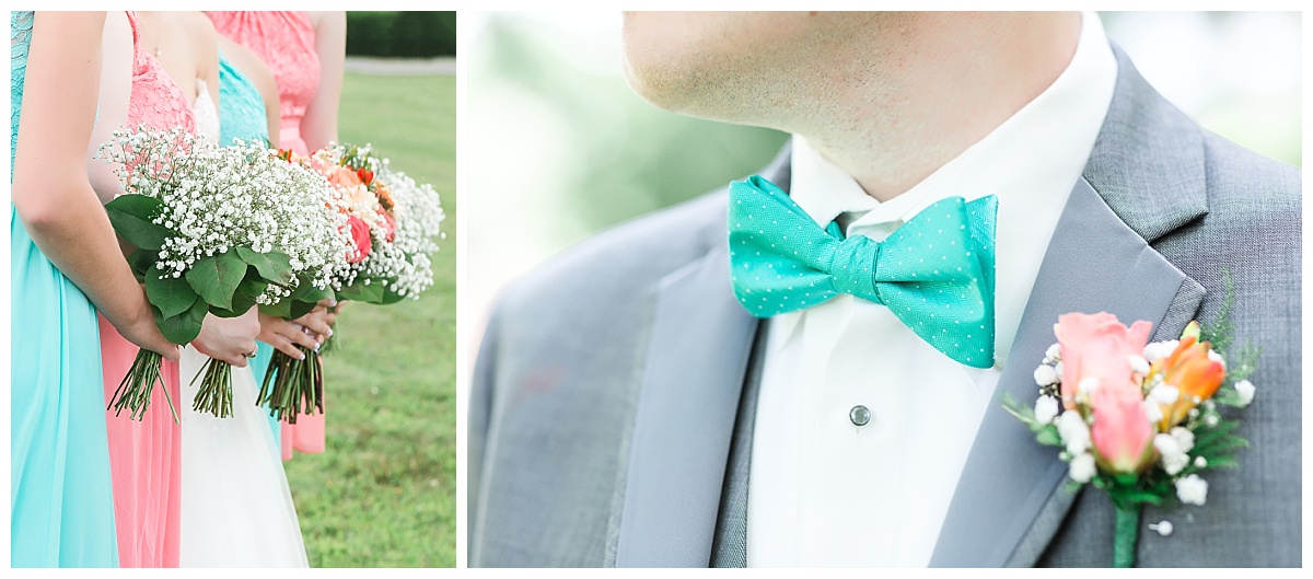 bridal bouquet and bridesmaids baby's breath bouquets
