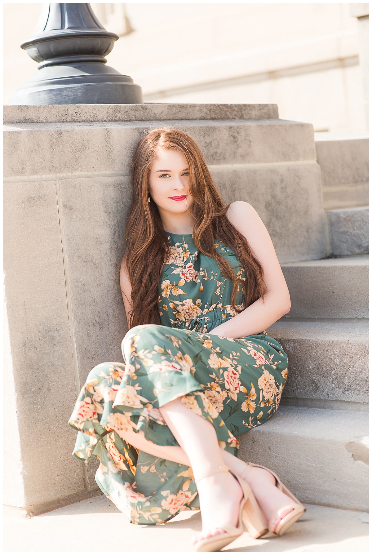 senior girl on steps
