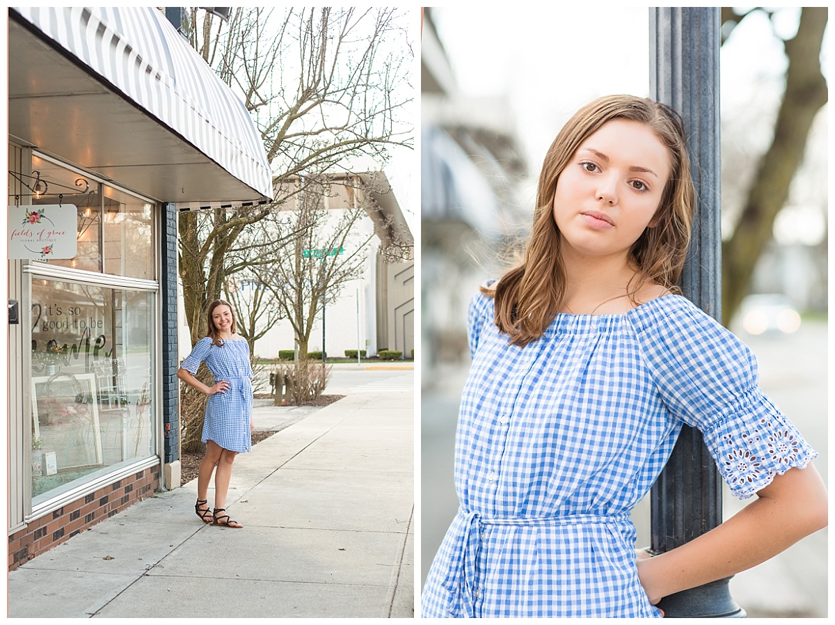 senior girl downtown setting