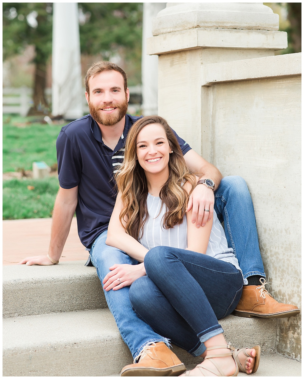 Couple sitting together on steps