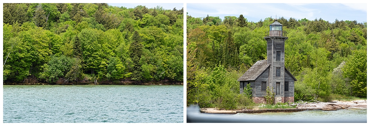 View of East Chanel Lighthouse on Grand Island from Glass Bottom boat tour