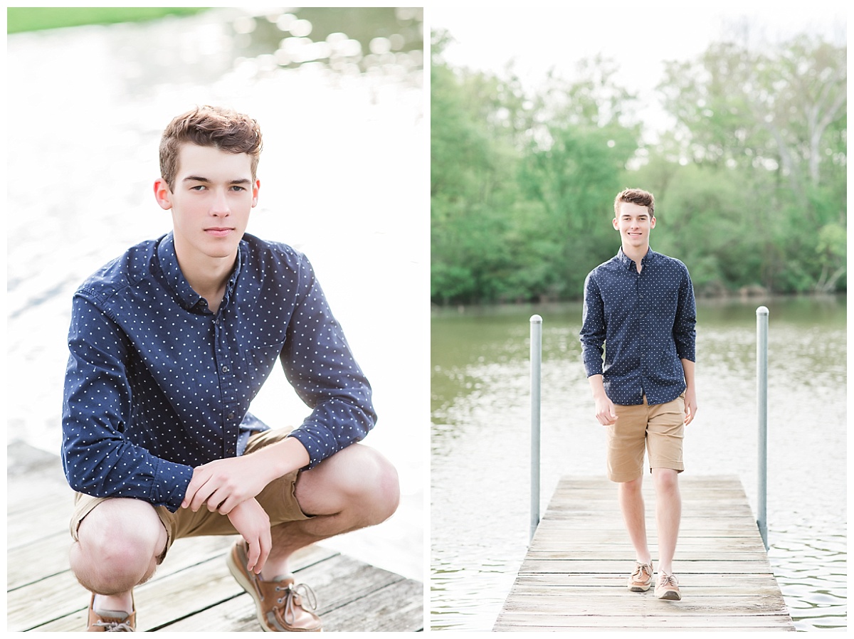 Senior guy on lakeside dock photo by Simply Seeking Photography