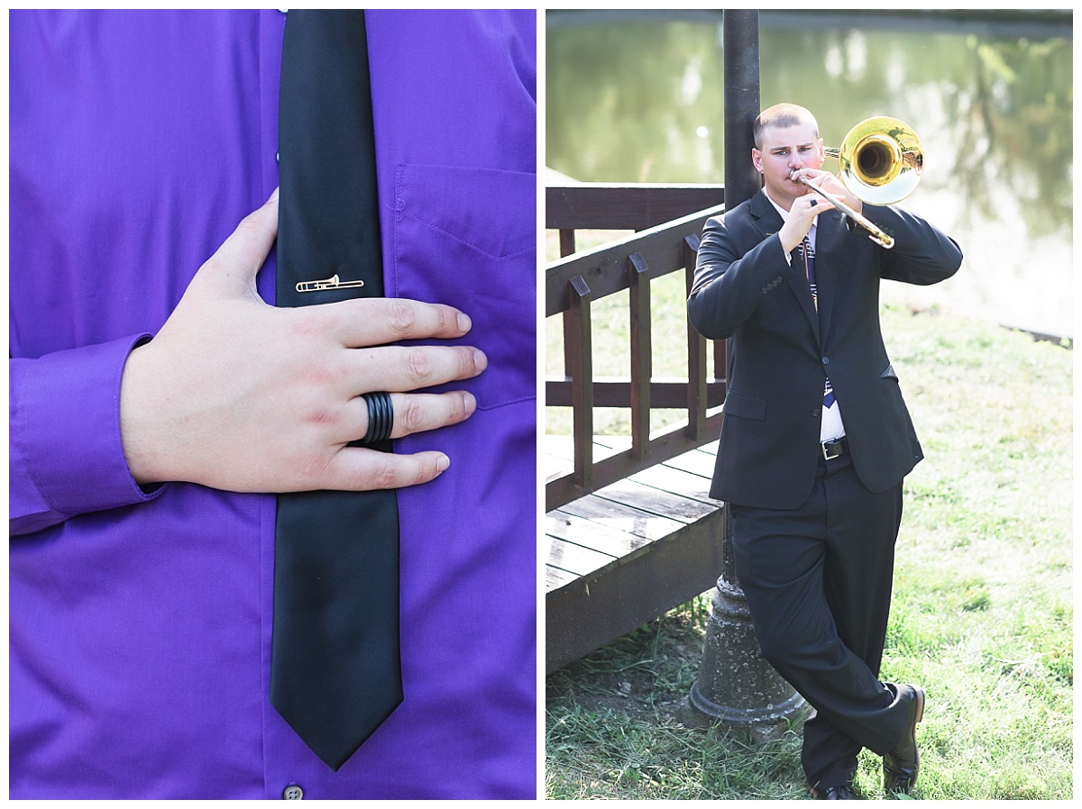 Senior guy with trombone photo by Simply Seeking Photography