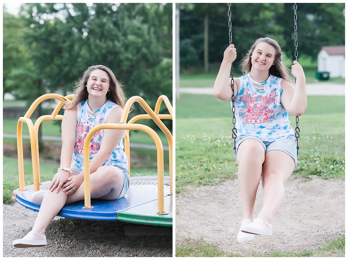 Senior girl at community center play ground photo by Simply Seeking Photography