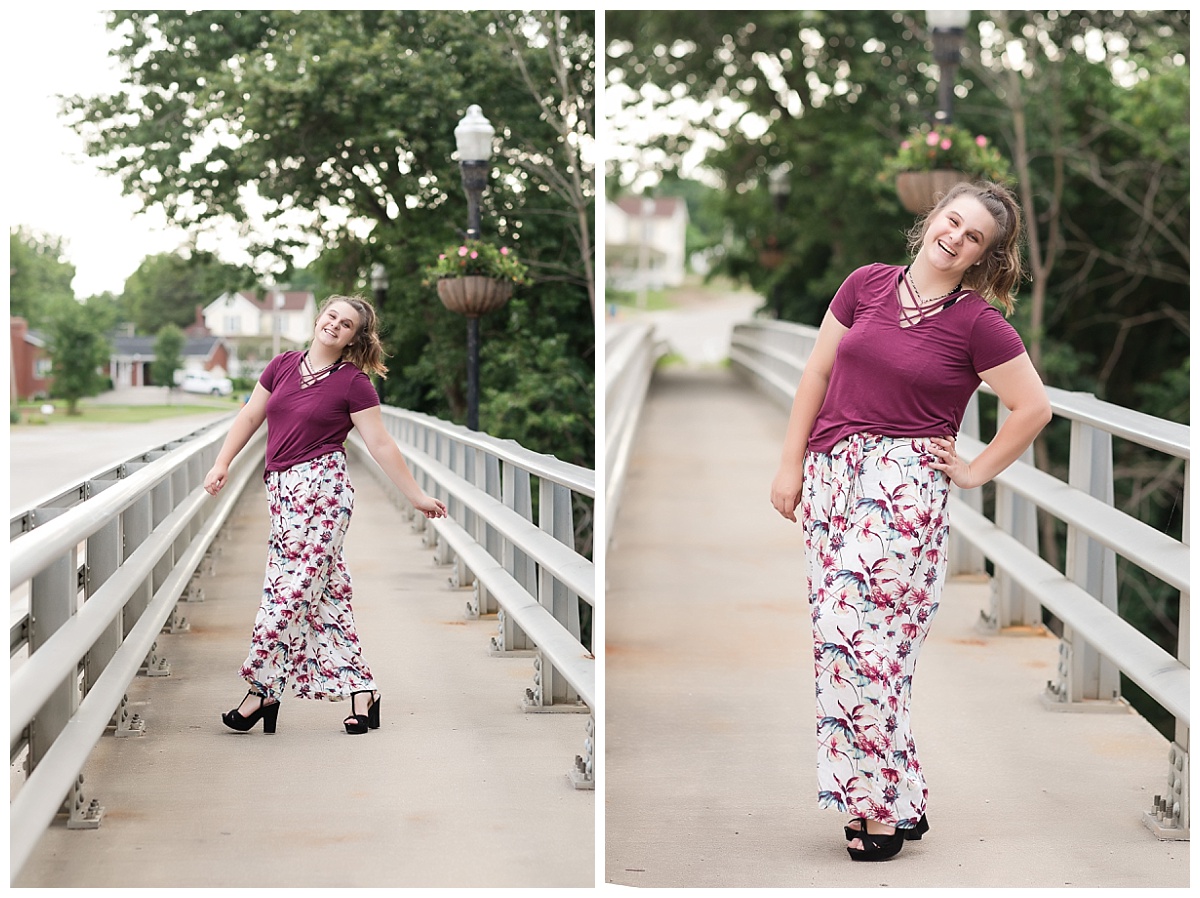 Senior girl walking on bridge photo by Simply Seeking Photography