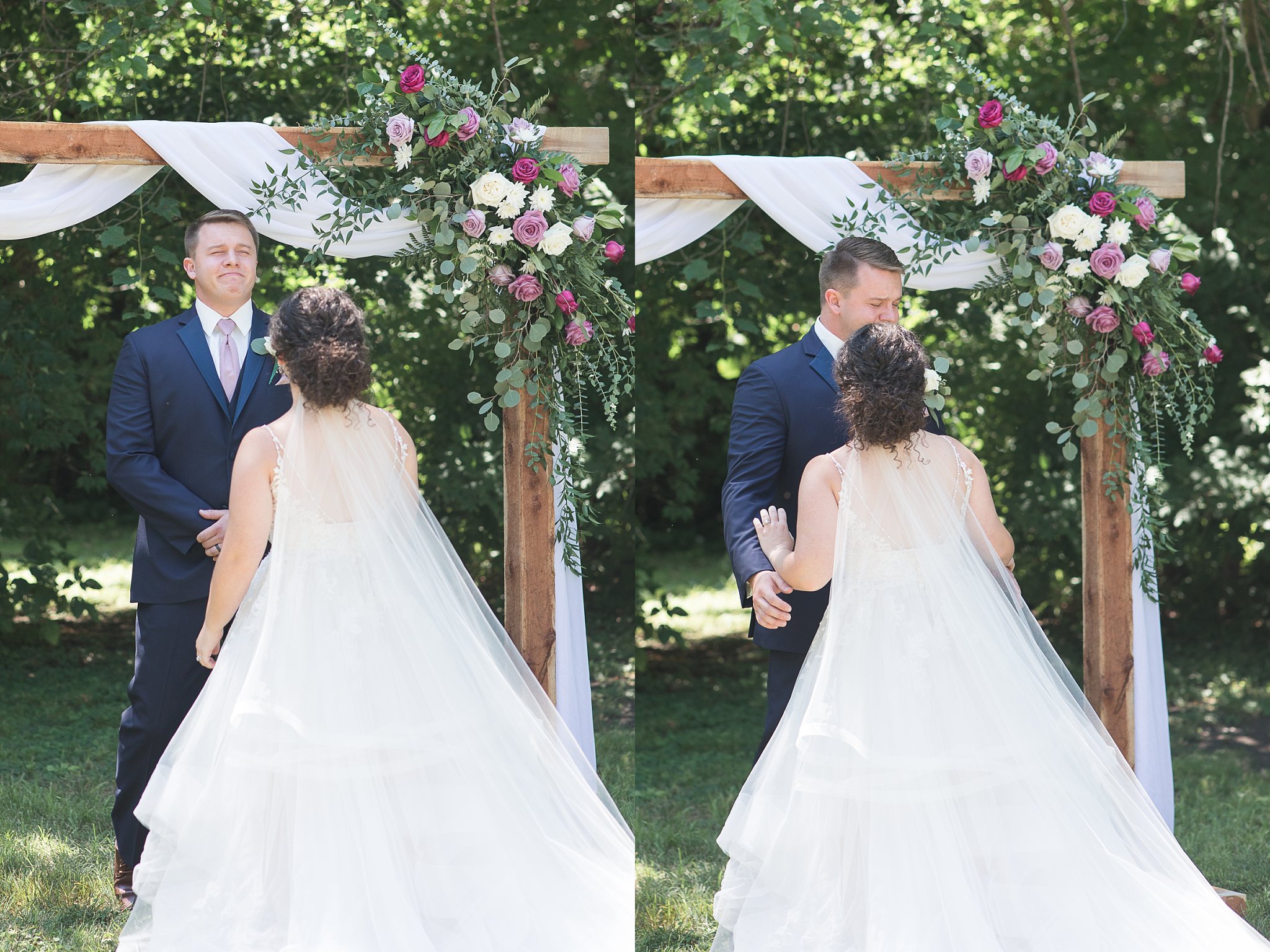 bride and groom in Hues of Rose and Navy Wedding