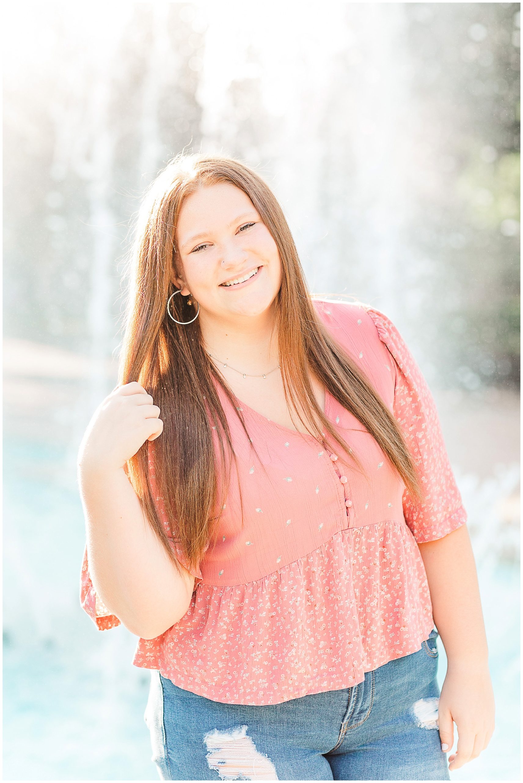 senior girl at Headwaters Park Fort Wayne