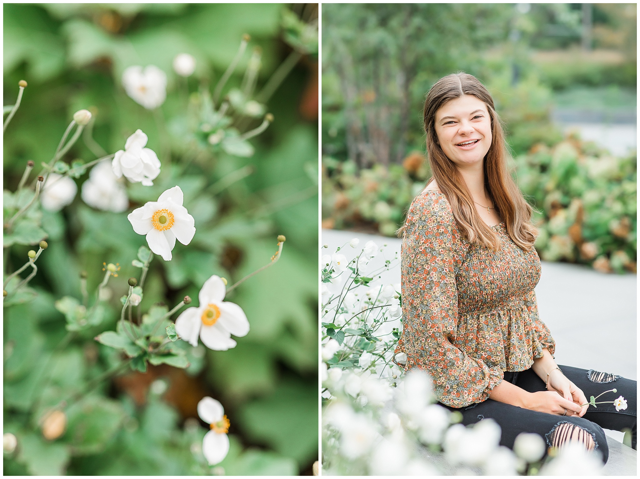 senior girl at Headwaters Park downtown Fort Wayne with fall foilage